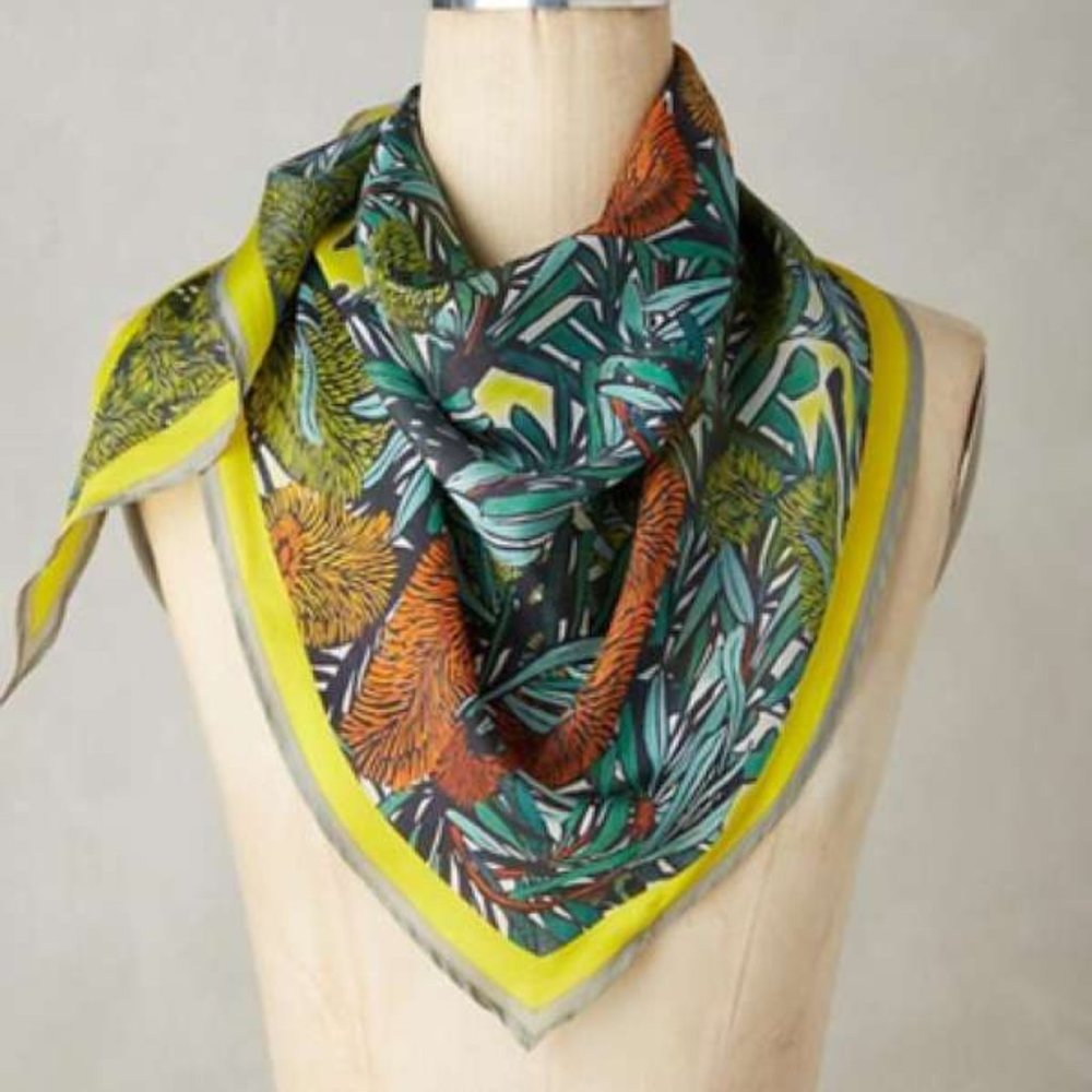 ANTHROPOLOGIE VISMAYA TROPICAL PRINT SILK SCARF
